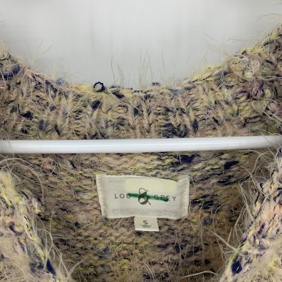 Lou & Grey Sweater Speckled Metallic Fuzzy Knit Long Sleeve - Picture 4 of 10